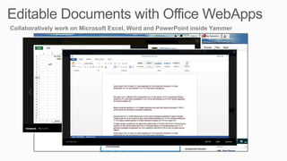 Collaboratively work on Microsoft Excel, Word and PowerPoint inside Yammer
 