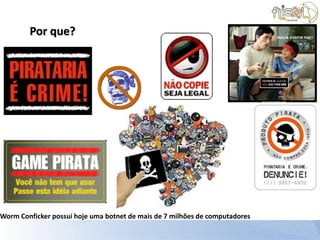 Por que?




Worm Conficker possui hoje uma botnet de mais de 7 milhões de computadores
 