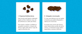 Esse formato está ligado a alteração
aguda na flora intestinal, como uso
de antibióticos ou dieta sem fibras.
Para ajudar ...