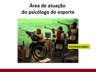 Área de atuação
do psicólogo do esporte
Confederações
 