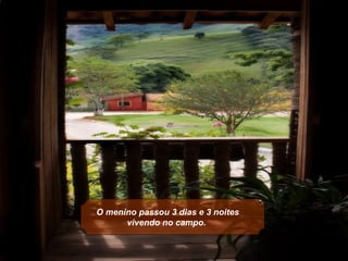 O menino passou 3 dias e 3 noites
      vivendo no campo.
 