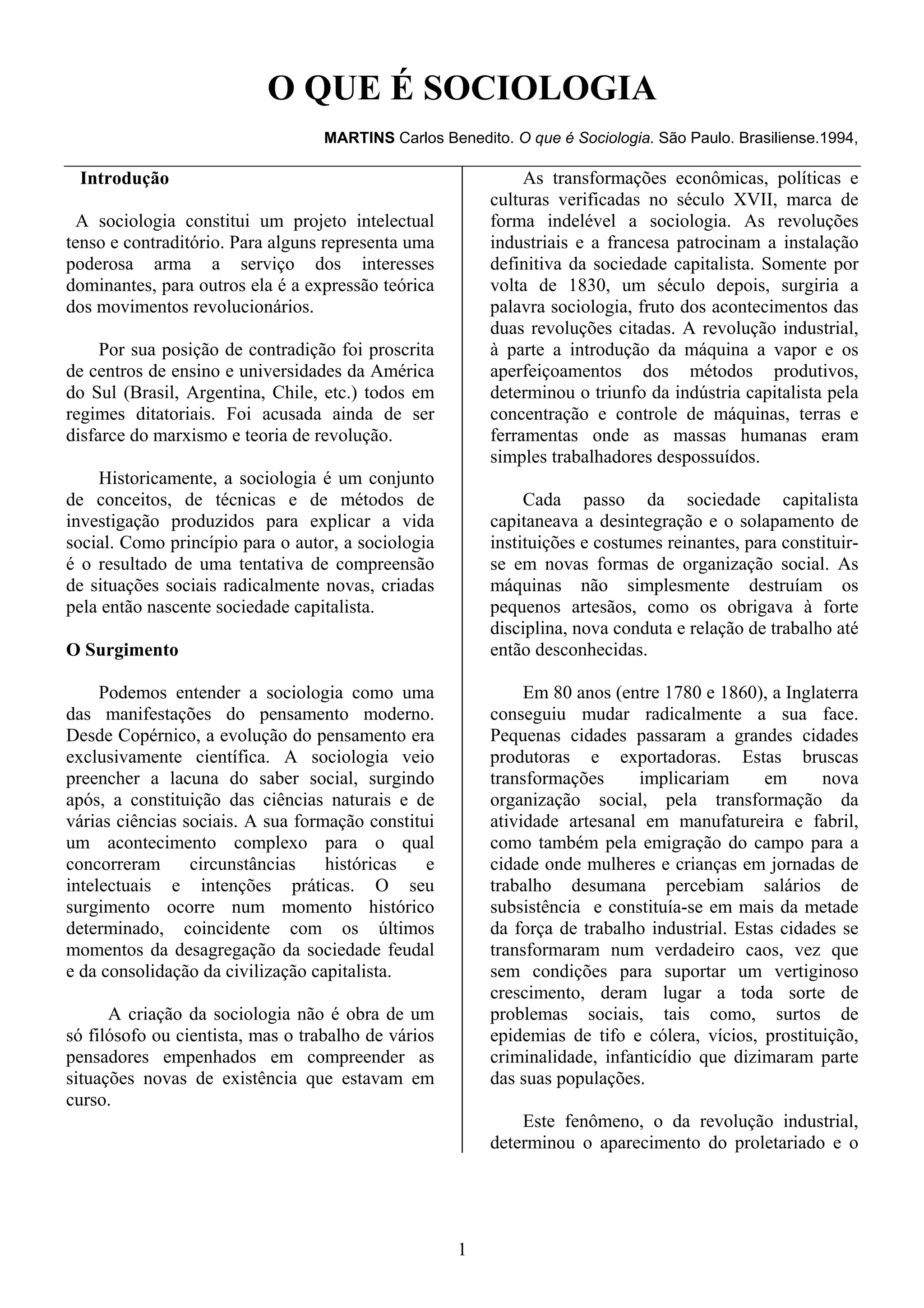 O Que é Sociologia | PDF