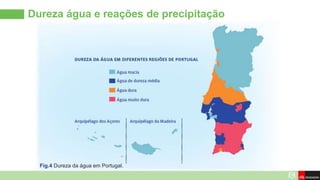 Dureza água e reações de precipitação
Fig.4 Dureza da água em Portugal.
 