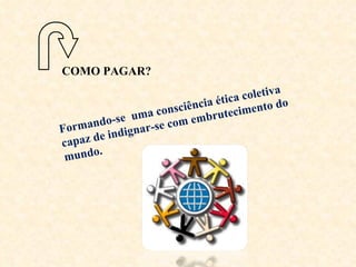 COMO PAGAR? Formando-se  uma consciência ética coletiva capaz de indignar-se com embrutecimento do mundo. 