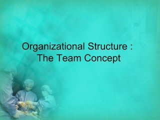 Organizational Structure :  The Team Concept 
