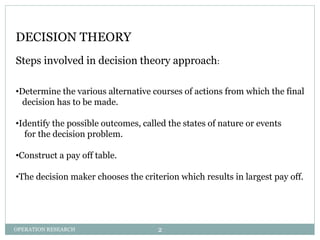 DECISION THEORY WITH EXAMPLE | PPTX