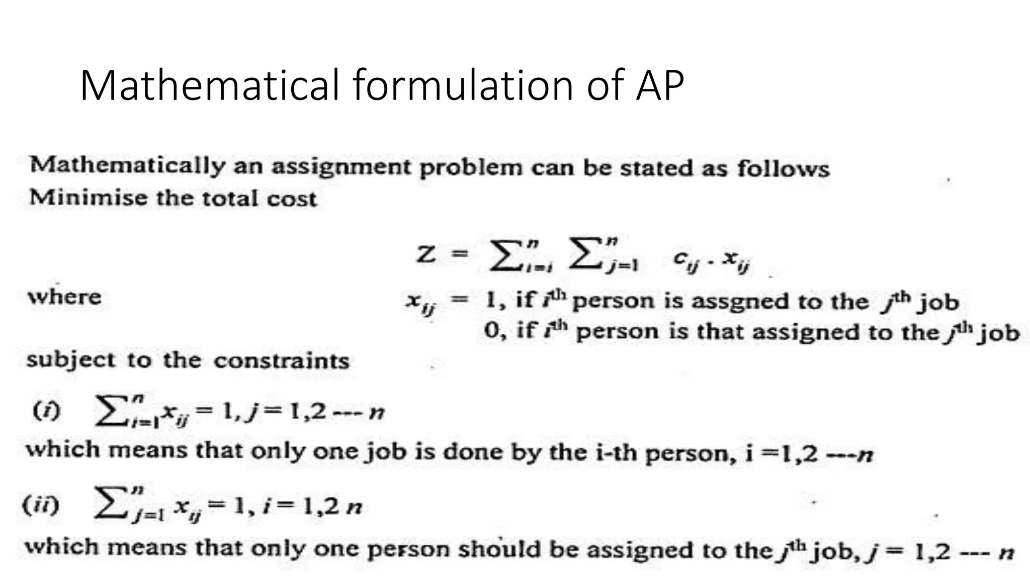 Mathematical formulation of AP
 