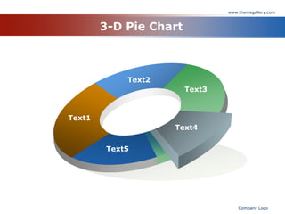 www.themegallery.com



        3-D Pie Chart



             Text2
                        Text3



Text1
                     Text4


         Text5




                                    Company Logo
 