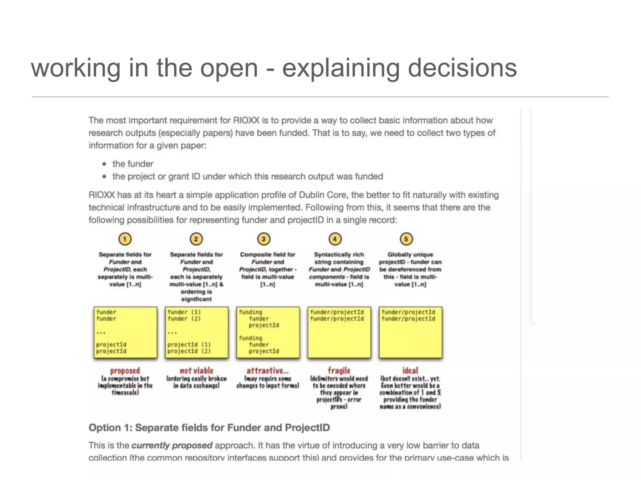 working in the open - explaining decisions
 
