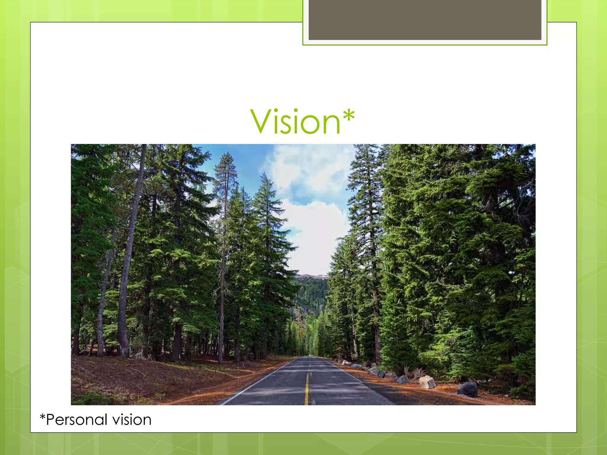 Vision*
*Personal vision
 