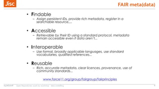 FAIR meta(data)
04/06/2018 Open Repositories 2018 Jisc workshop - data modelling 6
 