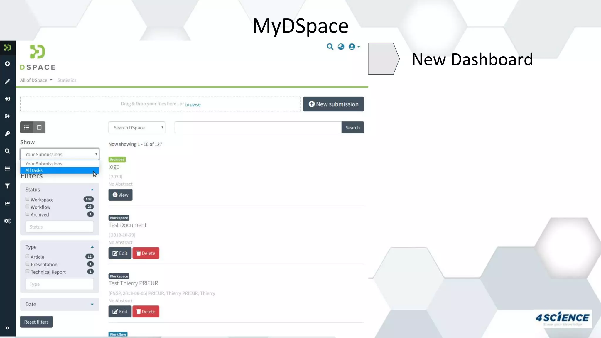 MyDSpace
New Dashboard
 