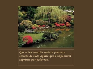 Que o teu coração sinta a presença  secreta de tudo aquilo que é impossível exprimir por palavras. 