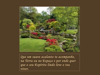Que um suave acalanto te acompanhe, na Terra ou no Espaço e por onde quer que o seu Espírito lindo leve o teu viver. 