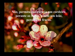 Não, permita que eu seja um cordeiro, perante os fortes, e nem um leão, perante os fracos. 