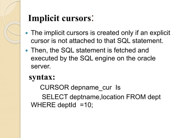 Oracel CURSOR AND EXCEPTIONS | PPT