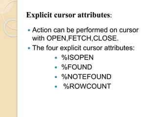 Oracel CURSOR AND EXCEPTIONS | PPTX