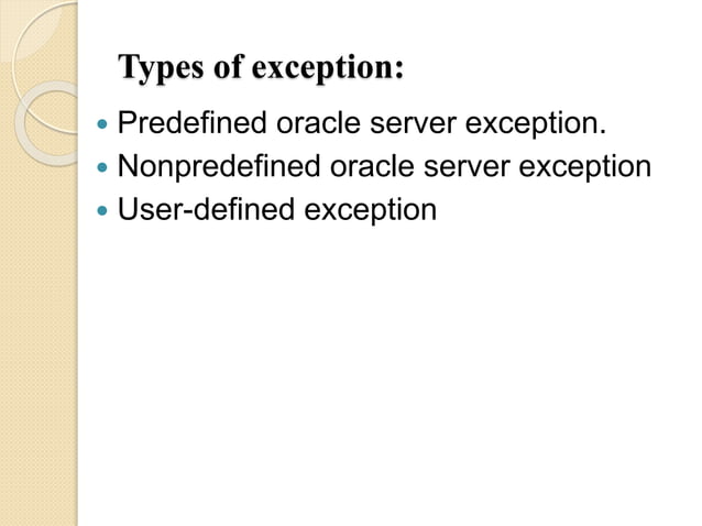 Oracel CURSOR AND EXCEPTIONS | PPT