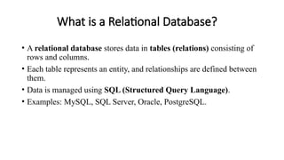 INTRODUCTION TO ORACLE AND SQL PRESENTATION UNIT 2 | PPTX