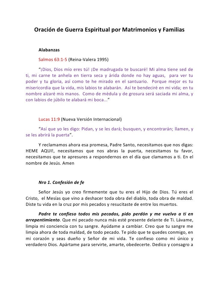 Oración De Guerra Espiritual Por Matrimonios Y Familias