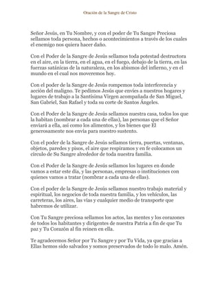 OracióN De La Sangre De Cristo
