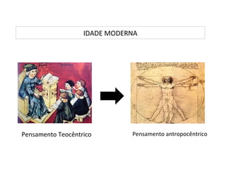 IDADE MODERNA




Pensamento Teocêntrico        Pensamento antropocêntrico
 