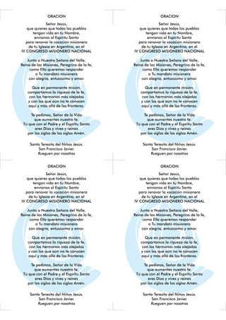 Oracion 4º Congreso Misionero Nacional - Argentina 2013