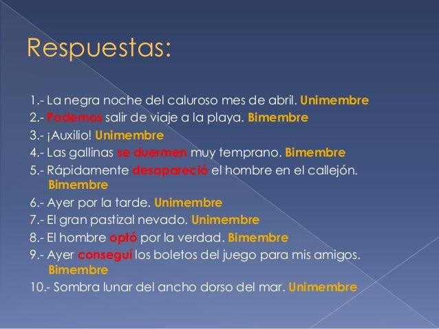 Oraciones bimembres y unimembres