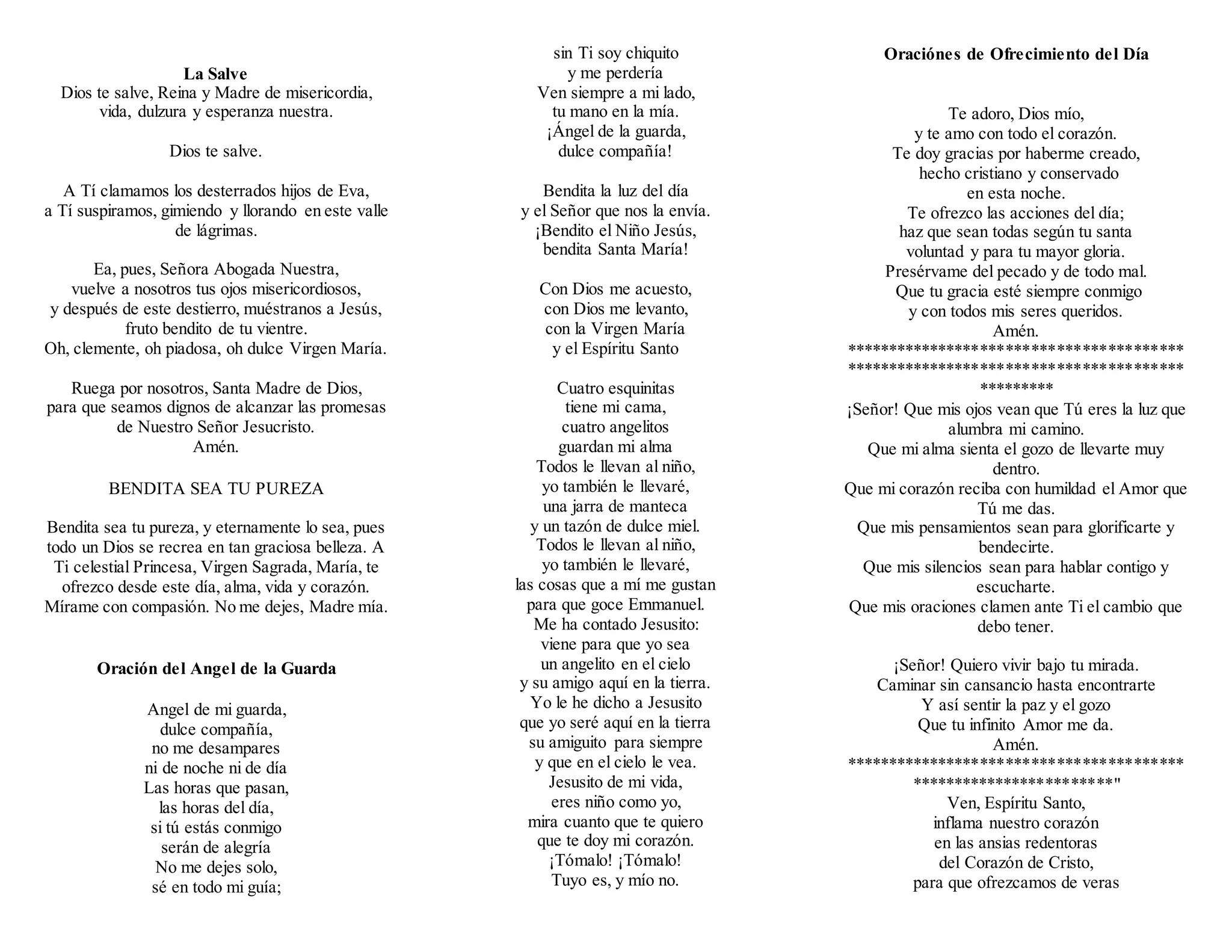 Oraciones básicas para los niños en su primera comunión | DOCX