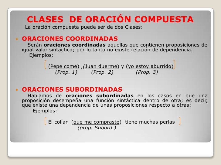 Ejemplos De Oraciones Compuestas Con Proposiciones Colección De Ejemplo