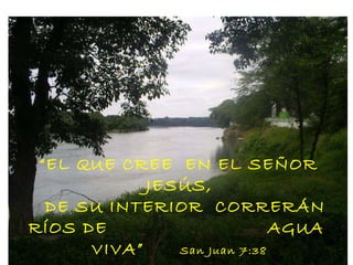 “ EL QUE CREE  EN EL SEÑOR  JESÚS, DE SU INTERIOR  CORRERÁN RÍOS DE  AGUA  VIVA”   San Juan 7:38 
