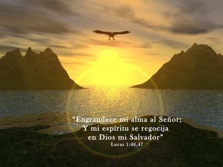 “ Engrandece mi alma al Señor; Y mi espíritu se regocija  en Dios mi Salvador”  Lucas 1:46,47 