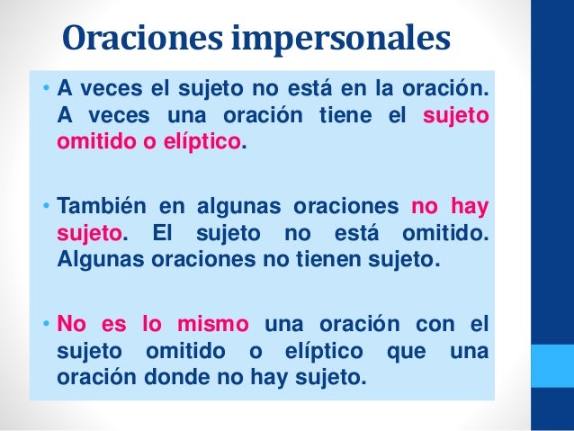 Oraciones impersonales