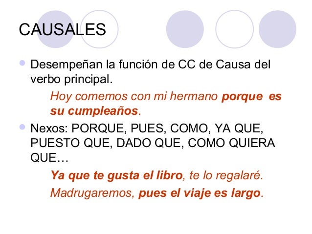 Oraciones subordinadas circunstanciales no adverbiales