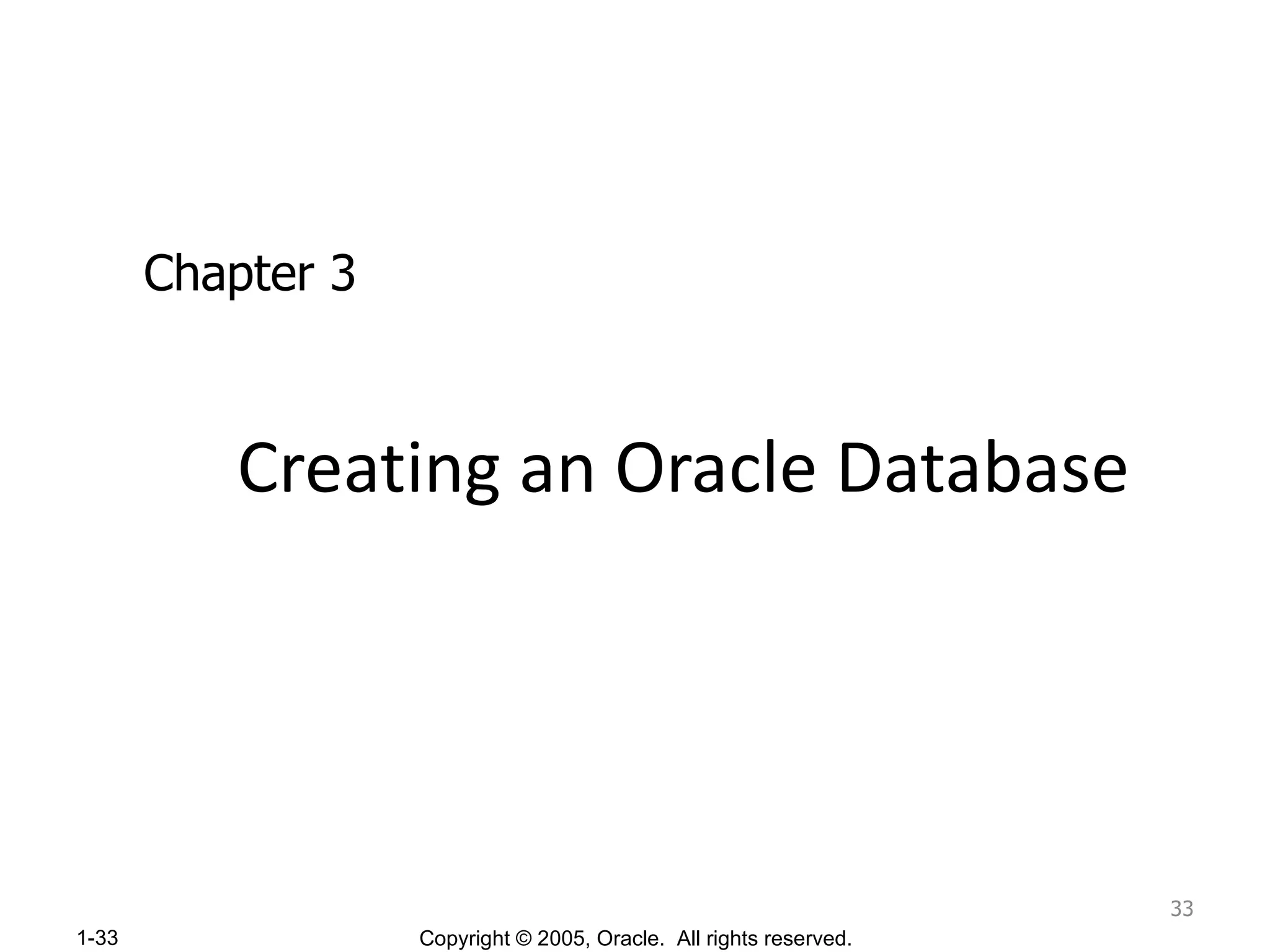 Creating an Oracle Database Chapter 3 