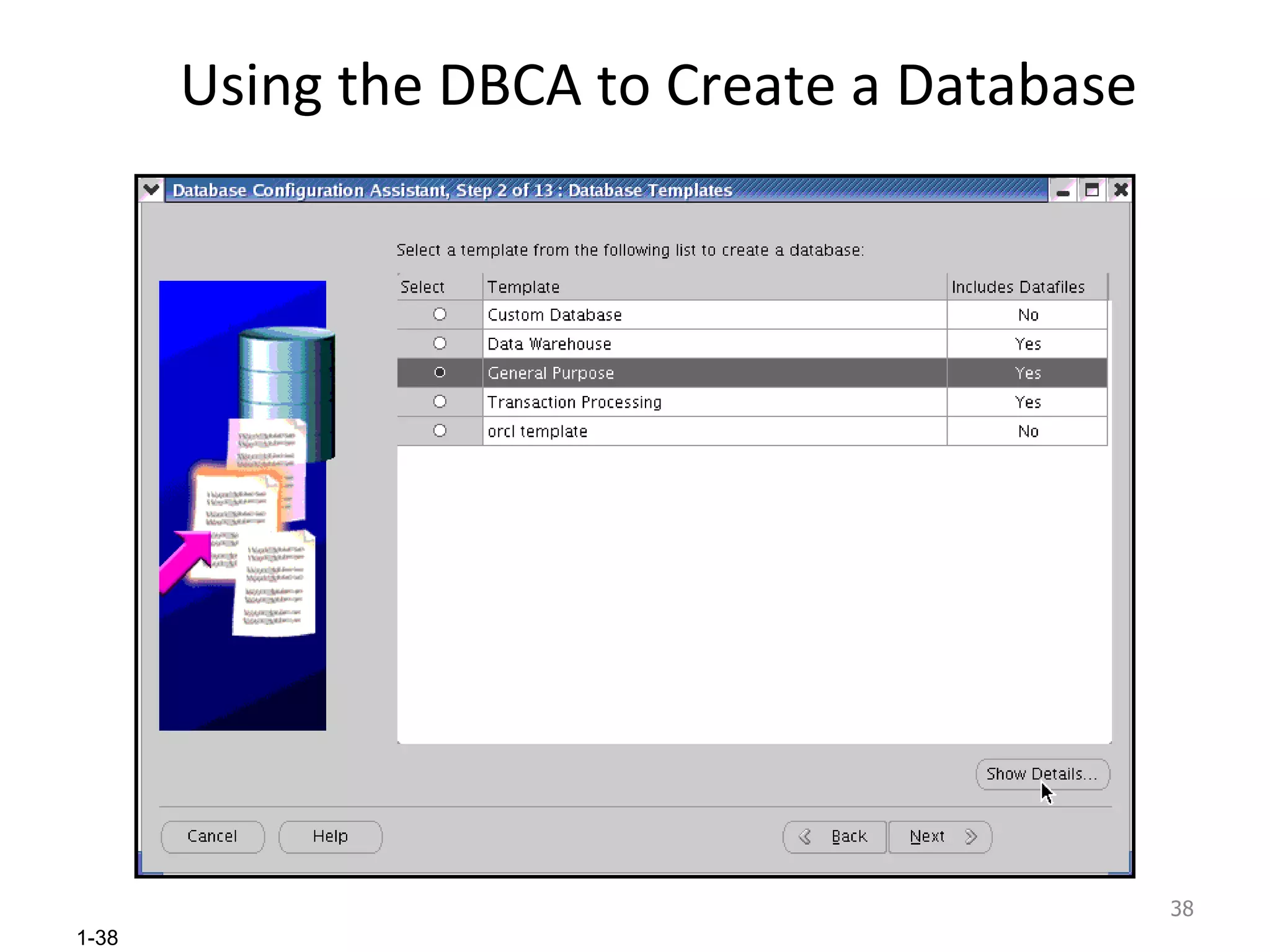 Using the DBCA to Create a Database 
