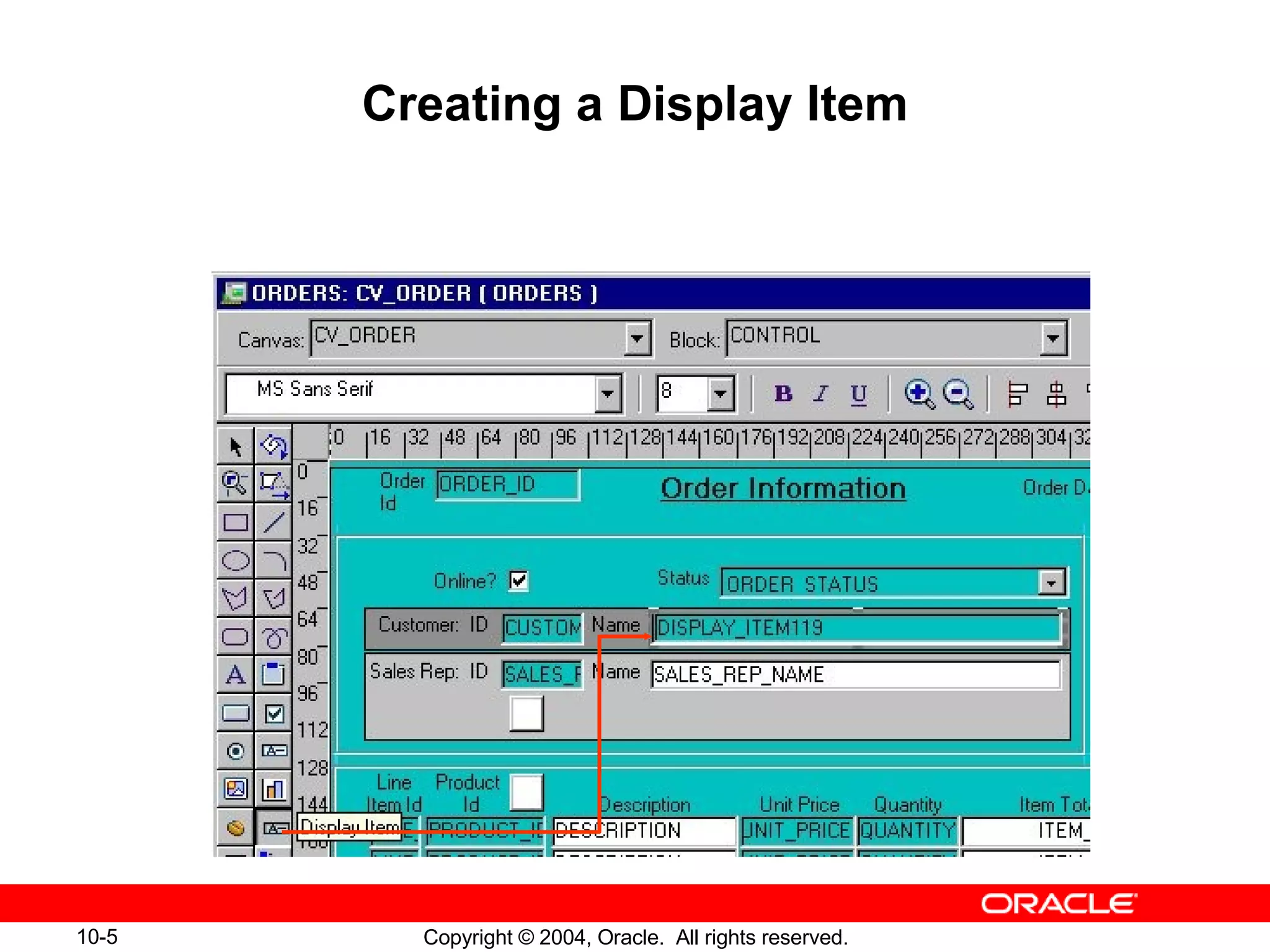 Creating a Display Item 