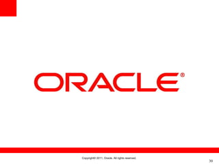 Copyright© 2011, Oracle. All rights reserved.
                                                30
 
