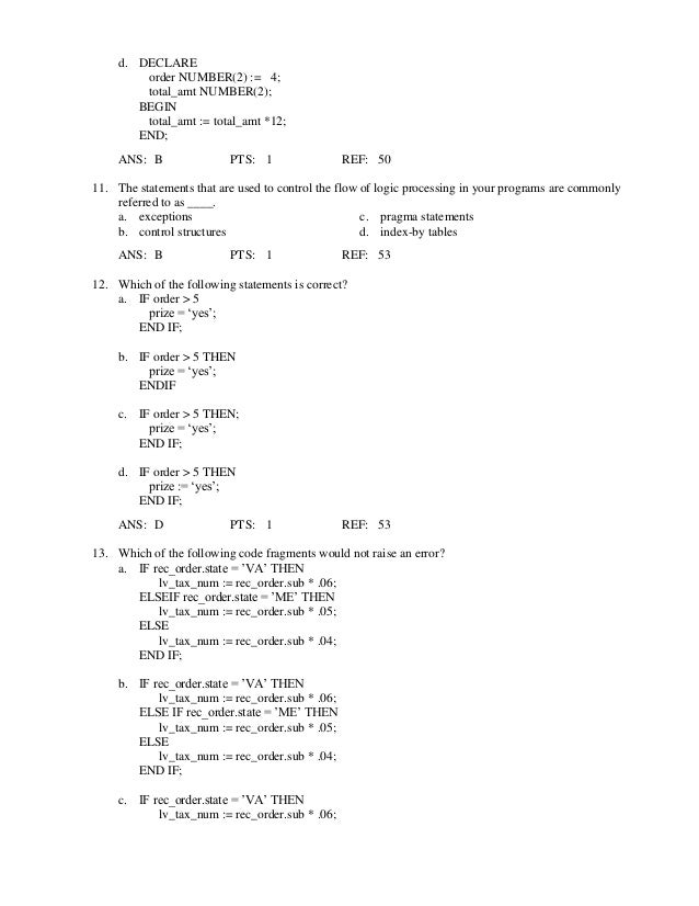 Oracle 11G PL SQL Programming 2nd Edition Casteel Test Bank