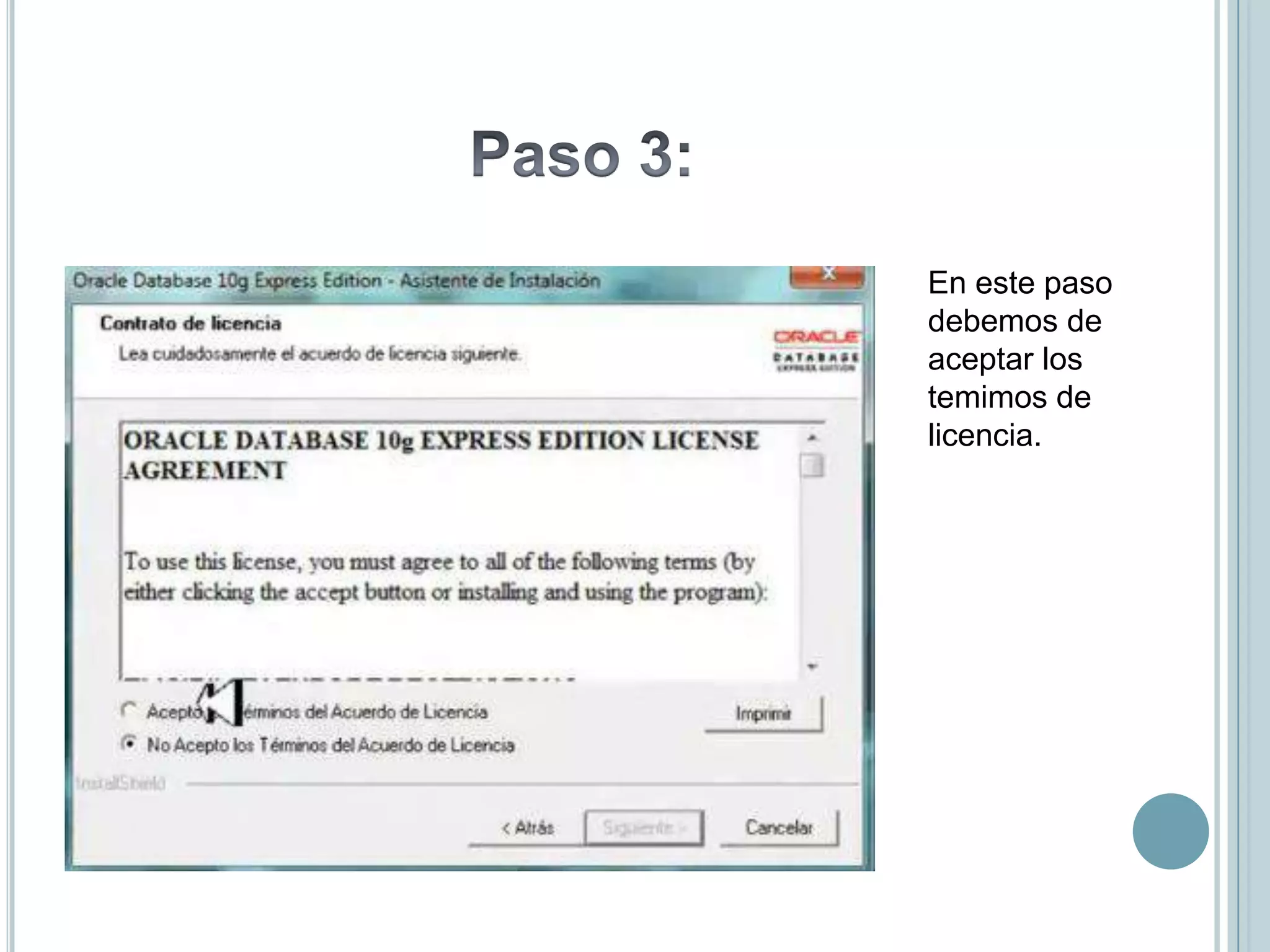 En este paso
debemos de
aceptar los
temimos de
licencia.
 