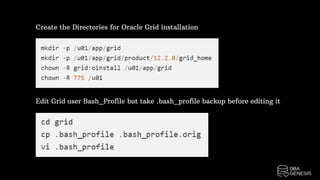 Create the Directories for Oracle Grid installation
Edit Grid user Bash_Profile but take .bash_profile backup before editing it
 