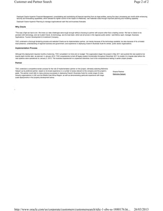 TDIC Oracle ERP - Oracle Customer Success Story | PDF