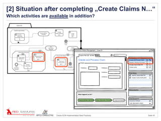 Seite 43Oracle ACM Implementation Best Practices
[2] Situation after completing „Create Claims N…“
Which activities are available in addition?
 