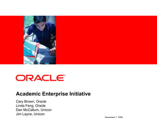 Academic Enterprise Initiative Cary Brown, Oracle Linda Feng, Oracle Dan McCallum, Unicon Jim Layne, Unicon December 7, 2006 