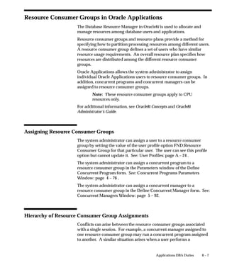 Printing with UTF8
                                         Note: For updates and details on printing reports when your
                                         character set is UTF8, please refer to Oracle MetaLink.
                                In order to print reports with the UTF8 character set, you must
                                configure PASTA. PASTA enables printing of any language on
                                English–only PostScript printers. Note that PASTA allows printing of
                                text files, but not of PostScript or PDF reports.



Font Files
                                To obtain the appropriate font files, please refer to Oracle MetaLink.



Installing PASTA
                                To install PASTA you need to install the executable file, the
                                configuration file and the font files. Installation must be done by
                                applmgr account.

                                UNIX
                                The PASTA utility is installed with Rapid Install.
                                The following .o files are placed in $FND_TOP/lib/libfnd.a: afcharrp.o,
                                afcs2uni.o, affntgen.o, affntrep.o, affntlst.o, afshape.o, afttf2t3.o,
                                afttflib.o, afunicd2.o.
                                The executable FNDPSTAX is placed in $FND_TOP/bin.
                                The font files must be placed in $FND_TOP/$APPLRSC.
                                The configuration file pasta.cfg is placed in $FND_TOP/$APPLRSC.

                                Win32
                                PASTA is installed when FND (Application Object Library) is installed.
                                See the above description for UNIX for details.



Defining Printer Drivers for Printing International Reports
                                Typically you define three drivers for the most commonly used styles
                                (Portrait, Landscape & Landwide) in Oracle Applications. You may


6 – 32   Oracle Applications System Administrator’s Guide
 