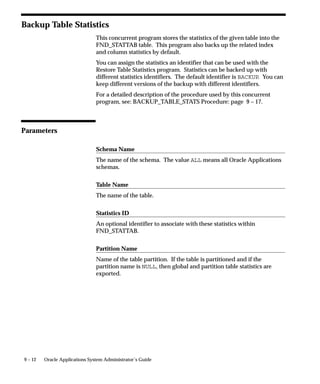 Customizing Help Navigation Trees
                                You use the Help Builder applet to customize the help navigation trees
                                that appear in your browser window’s navigation frame when help is
                                invoked.
                                Trees are composed of root, branch, and leaf nodes. The root of a help
                                navigation tree is the top–most level. When expanded, it reveals a
                                collection of first–level branches and leaves under it. A branch expands
                                further, to reveal branches and leaves the next level down. In the
                                Oracle Applications help system, some branches also link to overview
                                documents. A leaf expands no further, but simply links to a document,
                                terminating the hierarchy at this point.
                                         Caution: With each new release of Oracle Applications and
                                         each patch you accept, you will need to reapply your changes
                                         to any updated help navigation trees you have modified, if you
                                         want access to the latest information. In addition, Oracle does
                                         not provide any mechanism for identifying changes between
                                         releases of Oracle Applications help navigation trees.
                                You can use the Help Builder to perform the following tasks:
                                     • open a tree for editing: page 7 – 12
                                     • add new help files to a tree: page 7 – 13
                                     • add new nodes to a tree: page 7 – 13
                                     • add nodes from another tree to a tree: page 7 – 13
                                     • change the organization of a tree: page 7 – 13
                                     • create a new navigation tree: page 7 – 14
                                For help understanding the information associated with each of the
                                Help Builder’s fields, see Help Builder Window Reference: page 7 – 14.

Accessing the Help Builder
                                To access the Help Builder, navigate from Oracle Self–Service Web
                                Applications as follows: System Administration – Help Builder.

Help Builder Tasks

                          "     To open a tree for editing:
                                1.   Enter information on the tree in the Find Trees window, and click
                                     Find.
                                     For example, enter %Payables% in the Prompt field to find the
                                     Oracle Payables tree.


7 – 12   Oracle Applications System Administrator’s Guide
 