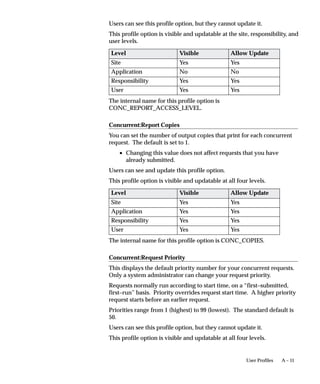 tablelist             VARCHAR2 DEFAULT NULL,
    days_old              NUMBER DEFAULT NULL,
    column_stat           BOOLEAN DEFAULT FALSE
    );


Parameters
schemaname        The name of a schema. If schemaname is NULL
                  (which is the default), then the procedure reports
                  on the given list of tables.
tablelist         A comma–separated list of tables. If the tablename
                  is not of the form <schema>.<tablename> then the
                  schema is the value of the schemaname parameter.
                  If the tablelist is NULL (the default), then the
                  procedure reports on all the tables for the specified
                  schemaname.
days_old          Only reports those tables whose statistics are older
                  than the days_old number of days. The default is
                  NULL, which means the procedure will report on all
                  the tables.
column_stat       If TRUE, the procedure reports column statistics for
                  the export_table_stats table. The default is
                  FALSE.




                     Cost–Based Optimization in Oracle Applications   9 – 31
 