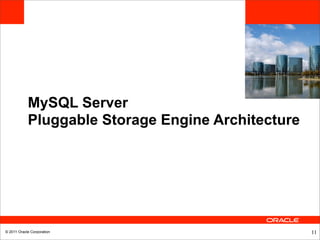 MySQL Server
            Pluggable Storage Engine Architecture




© 2011 Oracle Corporation                           11
 