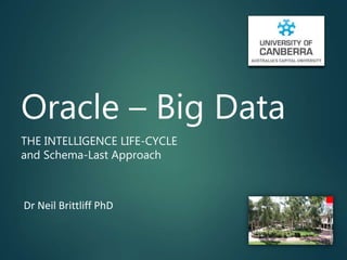 Oracle – Big Data
THE INTELLIGENCE LIFE-CYCLE
and Schema-Last Approach
Dr Neil Brittliff PhD
 