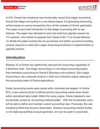 Oracle R12 Upgrade - Sub Ledger Accounting | PDF